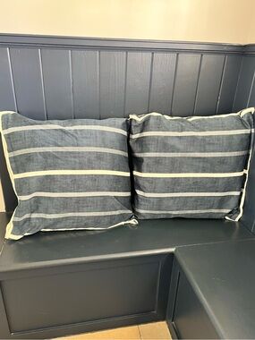 Hotel Collection Navy & Cream stripe Euro pillows Martha Stewart cotton inserts